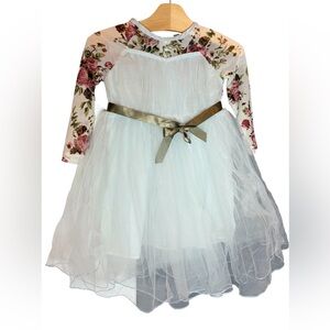 Mini Fruits Kid Floral Long Sleeve Tulle Dress As Is
